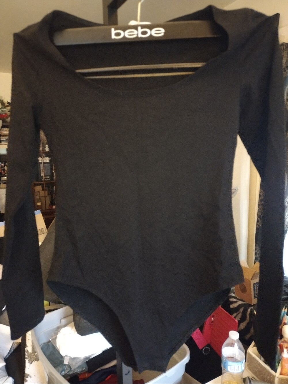 NWOT Mangopop Black Long Sleeve Scoop Neck Bodysuit Small